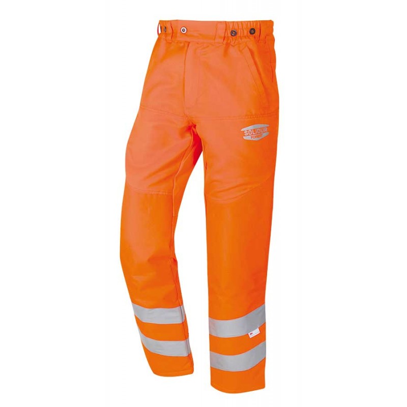 Pantalon protection tronçonneuse, haute visibilité, classe 3, orange